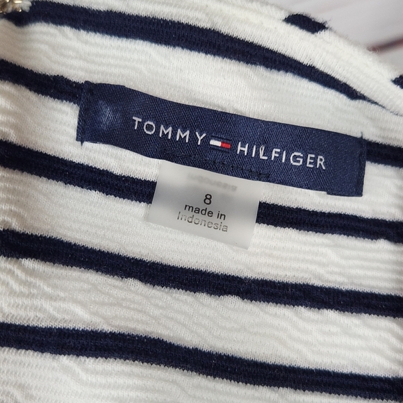 TOMMY HILFIGER Sleeveless Striped Nautical Sheath Dress Navy And White Size 8 - Picture 8 of 9